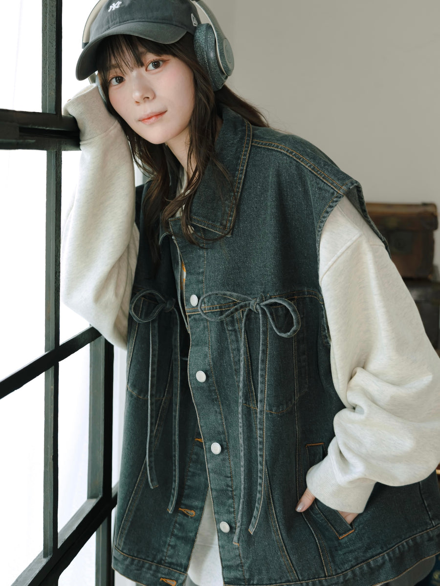 リボンデニムベスト【10/14販売開始】