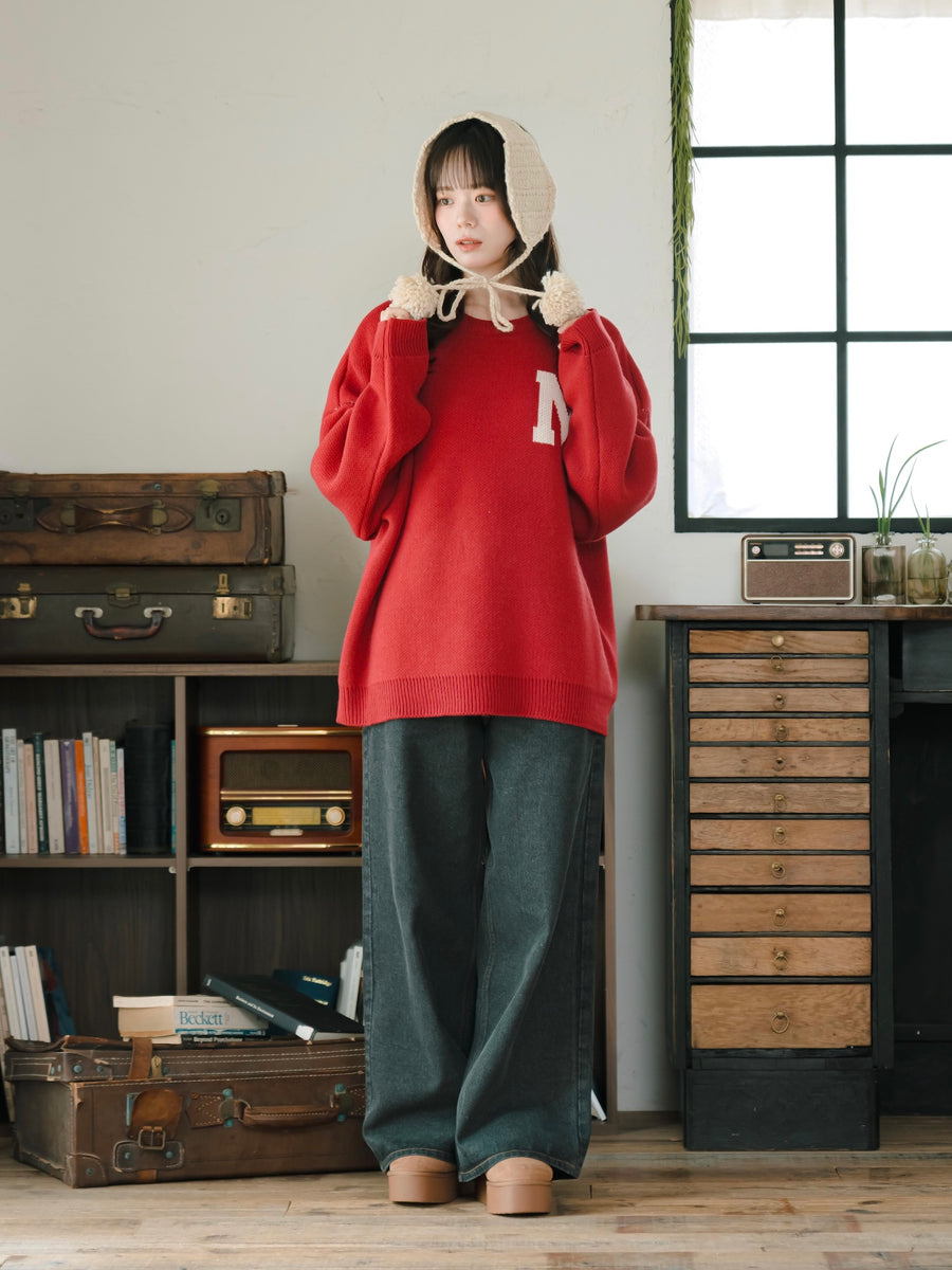 オーバーサイズカレッジニット