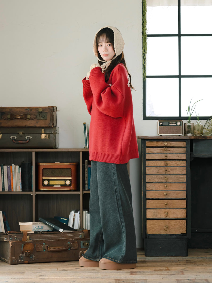 ワイドレッグデニムパンツ