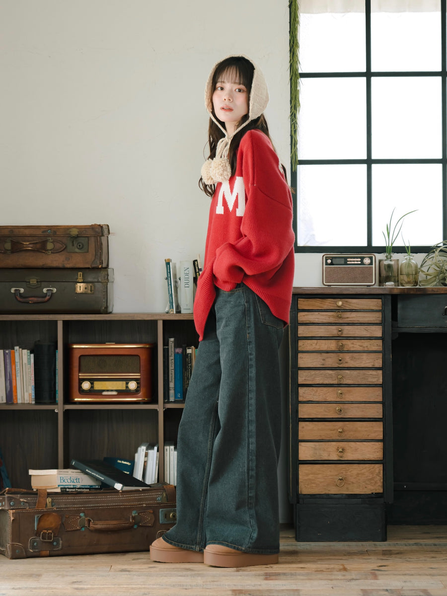 ワイドレッグデニムパンツ